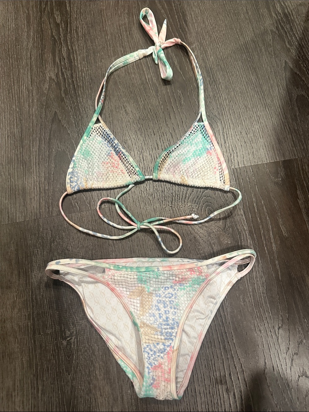 Victoria Secret Pastel Tie-Dye Triangle Bikini Set Size XS